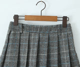 Purpdrank  Women Side Zipper Waist Plaid Tweed Mini Pleated Skirt The Spice Girls Ruched Hem A-line Short Skirts with Shorts lining