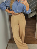 Purpdrank  Casual Slim Fit Straight Blazer Pants Women Solid Soft Comfortable Leg Long Trousers 2026 Lady Spring Autumn Daily Street Wear