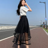 Purpdrank  Maxi Black Long Woman Skirt A Line Skirts for Women Stylish New In Aesthetic Chic and Elegant Casual V Harajuku Summer Y2k