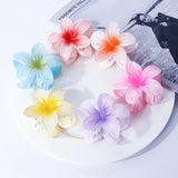 Purpdrank  Gradient 8cm Large Flower Acrylic Hair Clip for Women Sweet Hairpins Hair Claws Crab Clamp Barrettes Hawaiian Hair Accessories
