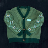 Purpdrank  Christmas Tree Women Cardigan Autumn Winter Knitted Cardigans with Star Embroidery Holiday Sweater Folklore Tops Christmas Gift