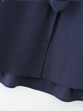 Purpdrank  European style new women's fashionable and versatile solid color loose-fitting poplin long-sleeved shirt with tie.