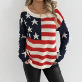Purpdrank  Women's Sweaters Autumn Winter Fashion Comfortable 2025 USA Print Long Sleeve Round-Neck Daily Sweaters