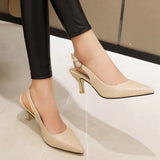 Purpdrank  Pointed Toe Summer Sandals Women's Mules and Slingback Shoes Female Large Size 45 47 Elegant Heels Party Office Shoes For Women