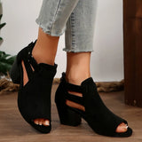 Purpdrank  Sandals Black Shoes for Women Block Heels Square Toe Big New Beige Boot Summer Chunky Girls High Velvet Fashion