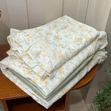 Purpdrank  French Floral Lace Ruffles Bedding Set Double Layer Yarn Pure Cotton Duvet Cover Set Pillowcases With Flat/Fitted Bed Sheet 4Pcs