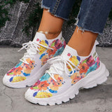 Purpdrank  Floral Print Women's Knitted Sneakers Summer 2025 New Breathable Air Mesh Casual Shoes Woman Light Weight Walking Sports Flats