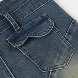 Purpdrank  Vintage Light Wash Distressed Paneled Jeans Y2K Slim-Fitting Low-Waisted Stitched Denim Pants Women Streetwear Retro Jeans