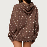 Purpdrank  Women 2 Piece Outfits Polka Dot Sweatsuits Shorts Sets Fall Long Sleeve Oversized Hoodie Tops Girl Casual Lounge Matching Suit