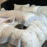 Purpdrank  Luxury Digital Printing Flowers and Plants Bedding Set Lyocell Eucalyptus Fiber Soft Silky Duvet Cover Bed Sheet Pillowcase 4Pcs