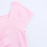 Purpdrank  Sweet Slim Fold Decoration Summer New Women's Fashion French Round Neck Knitted Top