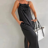 Purpdrank  Summer New Trend Fashion Design Women's New Halter Three-dimensional Flower Halter Cotton Hemp Sleeveless Dress Women