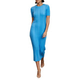 Purpdrank  Women Elegant Slim Bodycon Midi Party Dress Short Sleeve Solid Cable Knit Dress