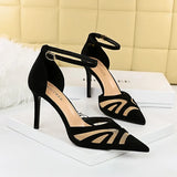 Purpdrank  Europe America Designer Women Pumps High Heels Stiletto Summer Simple Sandals Suede Ladies Shoes Hollow Grace 313-6