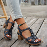 Purpdrank  Low Sandals Woman Leather Buckle Strap 2025 Summer Increasing Height Clear Heels Suit Female Beige Large Size Women’s Shoes Open