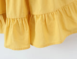 Purpdrank  Fashion Yellow Spliced Irregular Ruffles Hem Sleeveless Dress Women O neck Side Waist Midi Long Dresses Femme Vestidos Robe