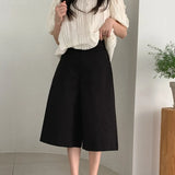 Purpdrank  Summer Vintage High Waist Women's Wide Leg Shorts 2025 New Solid Single Button Casual Loose Office Half Pants Female