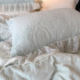 Purpdrank  Vintage French Carved Velvet Lace Ruffles Soft Warm Winter Bedding Set Duvet Cover Flat/Fitted Bed Sheet Pillowcases 4Pcs