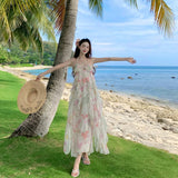 Purpdrank  Platycodon Mist Original French Retro Floral Strap Dress New Beach Vacation Dress
