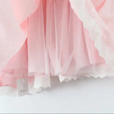 Purpdrank  Women Sexy Pink White Jacquard Floral Bow Lacing Up Sling Dress Low Waist Spliced Lace Ball Gown Mini Dresses Party Robe