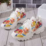 Purpdrank  Floral Print Women's Knitted Sneakers Summer 2025 New Breathable Air Mesh Casual Shoes Woman Light Weight Walking Sports Flats