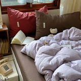 Purpdrank   New Water-washed Full-process Printing and Dyeing Solid Color Mixed Matched Duvet Cover Set Spring Summer Skin Quilt Cover