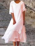 Purpdrank  Spring Summer Fashion White Long Women's Irregular Dress V-neck Half Sleeve Leisure Vacation Beach Dresses for Women Robe Femme