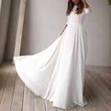 Purpdrank  Elegant Long Sleeve round Neck White Wedding Dress 2025 New Outdoor Travel Photography A- Line Skirt Knitted Fabric Polyester