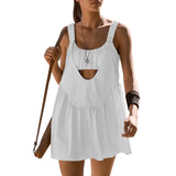 Purpdrank  Women Tennis Workout Mini Dress with Built in Bra and Shorts Set Summer Cut Out Sleeveless Athletic Golf Dress