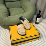 Purpdrank  Genuine Leather Half Slippers for Women Spring Autumn New Soft Bottom Thick Bottom Slip-On Shoes Comfortable Lazy Women's Sandal