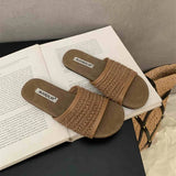 Purpdrank  Retro Style Summer Weave Women Flats Slippers Ladies Casual Open Toe Beach Vacation Slides