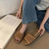 Purpdrank  Retro Style Summer Weave Women Flats Slippers Ladies Casual Open Toe Beach Vacation Slides