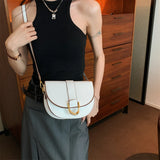 Purpdrank  Famous Brand Saddle Shoulder Bags For Women Golden Hardware Solid Color PU Crossbody Bag New Luxury Designer Handbags