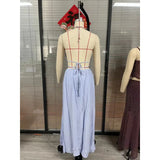 Purpdrank  Sleevelss Backless Hollow Out Corset Evening Ceremoney Dress Sexy Summer Halter Folds Long Dress for Women 2025 Elegant Chic Y2K