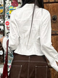 Purpdrank  Elegant Fashion Solid Blouse Basic Slim Turn-Down Collar Long Sleeve Shirts Women 2025 Autumn Spring Streetwear Ladies