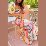 Purpdrank  Summer New Women's Fashion and Elegance Slim Fit Versatile Printed Embroidered Square Neck Dress