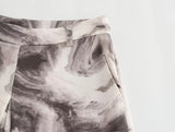 Purpdrank  Spring Summer CHIC Zipper Waist Tie dye Print Wide Leg Pants Women Front Ruched Long Loose Suit Trousers Full Length Bottom