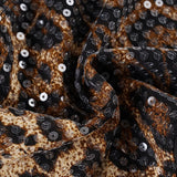 Purpdrank  Sequins Leopard 2 Piece Set for Women Fashion Furry Strapless Sleeveless Crop Tube Top and Mini Pencil Skirt Matching Suit