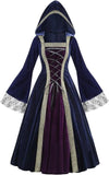 Purpdrank  Velvet High Waist Long Dress Women Medieval Tea Party Dress Victorian Era Bubble Sleeves