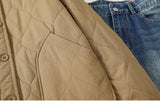 Purpdrank  Thiened Lightweight down Cotton Jaet Women's Autumn Winter Loose Retro Diamond Pattern Sandwich Cotton Warm Coat