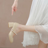 Purpdrank  Branded Pumps 2025 Lolita Shoes Chunky Sandals Gold  Heels All-Match Shallow Mouth Square Toe Slip On Clogs for Women Fashion Sp