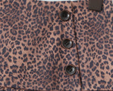 Purpdrank  Y2K Leopard 3 Buttons Low Waist Pleated Mini Skirt American Retro Short Skater Skirts With Shorts lining Pink Coffee