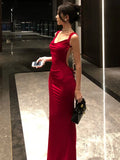 Purpdrank  Elegant Red 2025 Sexy Long Dress Women Summer Sleeveless V-neck Backless Dress Fashionable Evening Party Tight Straight Skirt