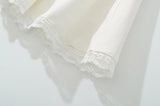 Purpdrank  Holiday Front Cross Lacing up Bandage Bow Zipper Waist Mini Skirt Women White Spliced Lace Hem Ruched Swing A-lined Skirts Black