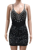Purpdrank  Sexy black backless sequin summer dress women nightclub rhinestone birthday party dress womens evening short dresses vestidos