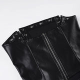 Purpdrank  Dark Sexy Pu Leather Bandage Tube Tops Slim-Fitting Slash Neck Sleeveless Tank Tops Women Summer Fashion Streetwear Ladies