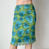 Purpdrank  Large Size Women's Clothing Sexy Retro Contrasting Color Printing Design Hip-wrapped Skirt Slim and Versatile