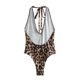 Purpdrank  Spring New Women's Fashion and Casual Versatile Animal Print Hanging Neck Bodysuit