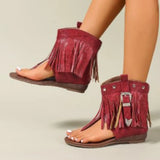 Purpdrank   Fashion Studded Sandals Low Heel Tassel New Style Sandals Summer Roman Shoes Luxury Corrective Toe Clip Boots Women Flip Flops