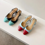 Purpdrank   Fashion Leather Slingbacks Women's Sandals Fashion High Heels Formal Ladies Shoes Sexy Party Sandals Dress Wedding Party Shoes